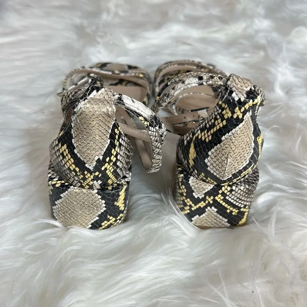 Unworn snake print wedges